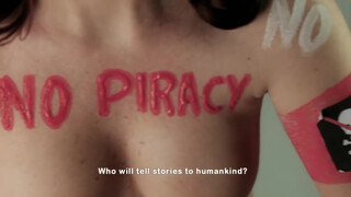 7. Author naked with “no piracy” writtten all over her body, 0:24 in “PIRATARIA NÃO – NO PIRACY – WWW.VANESSADEOLIVEIRA.NET”, uploaded 11 years ago