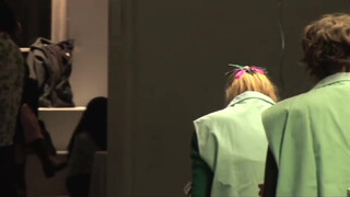7. Dude gags himself and vomits blue dye on her pussy at 1:00:00 in “FLAM 2011”