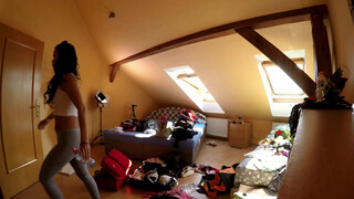 5. No panties pussy frontal flashing at 00:40 and many more positions like taking off dresses from 00:34 brunette in sexy lingerie with stockings and Oktoberfest costume from 03:24