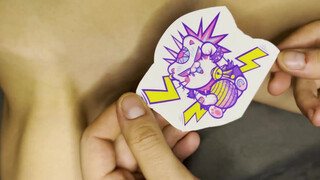 4. pussy flashed a few times behind sticker