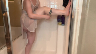 3. Shaving Routine in Sheer Nightgown – No Bra No Panties