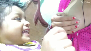 7. Teasing baby While doing breastfeeding at 1.39 showing boobs