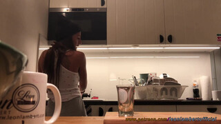 4. No panties no bra girl in the kitchen from 00:02