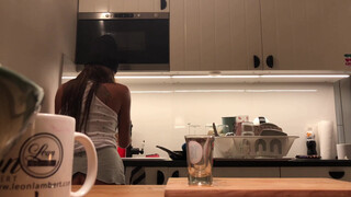 3. No panties no bra girl in the kitchen from 00:02