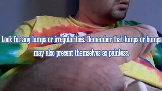 5. This guy has supposedly made a testicular cancer awareness psa video, but just sits there playing with his nuts and big limp dick