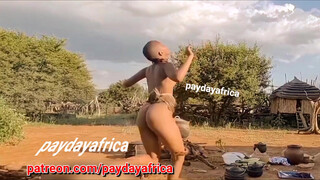 10. nude African girl loincloth no pants at video start