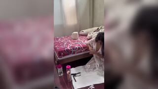 8. Cleaning in a transparent outfit. Oops at 2:00 in “philippine queen vlog/ Philippines queen bedroom cleaning”