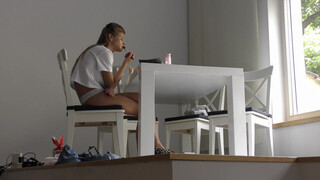 White panties under dress from 02:34 sisters unboxing Playstation with lots of sexy positions