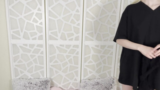 1. Lingerie try on with black see through dress