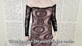 3. Lingerie try on with black see through dress