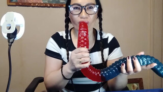 Gummy worm deep throat