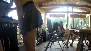 1. 02:17 raises skirt and play with bare ass and lots of upskirts during the video
