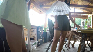 2. 02:17 raises skirt and play with bare ass and lots of upskirts during the video