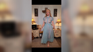 4. Dainty rascal dancing with Vintage late sheer chiffon Gown