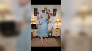 7. Dainty rascal dancing with Vintage late sheer chiffon Gown