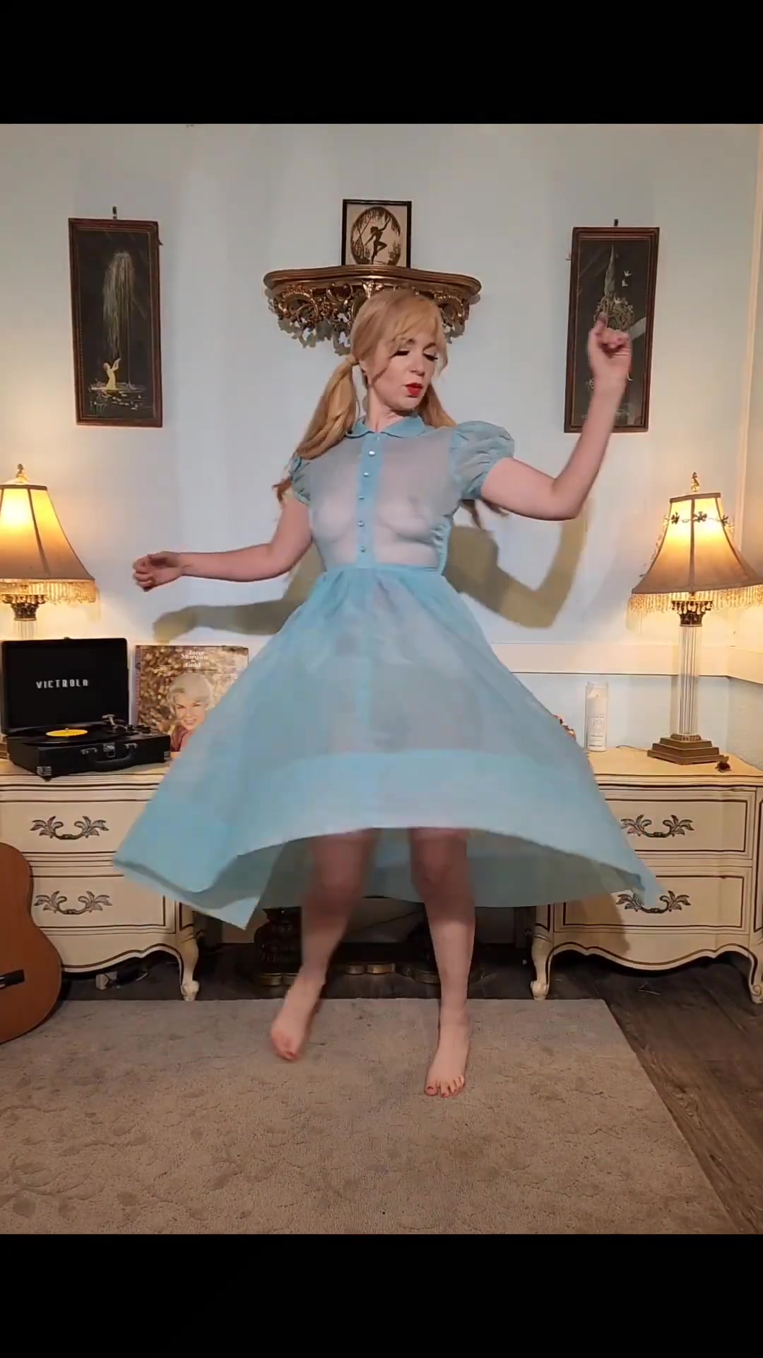 Dainty rascal dancing with Vintage late sheer chiffon Gown | Nude Video ...