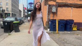 10. Art model Sarah (Sicilianspoon) walking around Nola in transparent dress