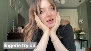 1. transparent lingerie try on haul, blonde model