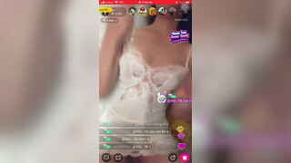 1. Teasing in an Off Shoulder White Slip