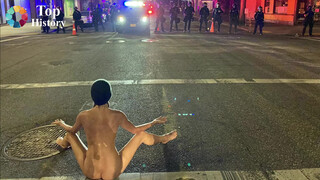7. Breasts, pits and bush from a protester in Portland (another angle)