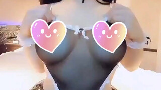 4. Japanese sexy girl shows big boobs / big boobs suck hot girl In See Through Maid Bikini