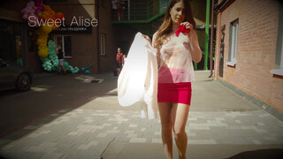 9. Sweet Alise Flaunts a Sheer Top in Public