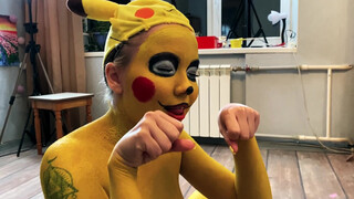 9. BLOGIKA TINY TITS BODY ART at 2:55 | Pokemon GO Body Painting | Pikachu Cosplay Body Art