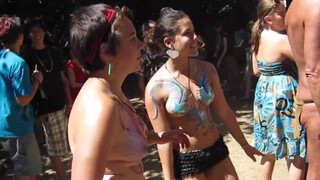 1. Topless and Body Painted Hippie at Drum Circle-oc