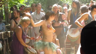8. Topless and Body Painted Hippie at Drum Circle-oc