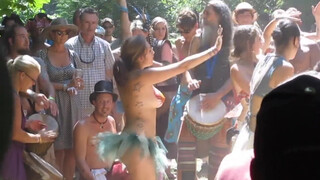 10. Topless and Body Painted Hippie at Drum Circle-oc
