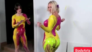 7. More Bodypainting. Two Beauties Share the Workload