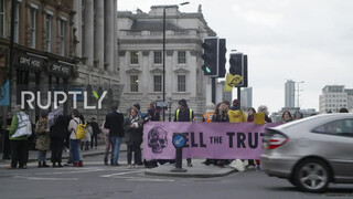 9. Sure looks chilly : UK: Topless climate activists block London bridge with human chain on IWD *EXPLICIT*