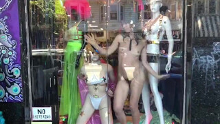 2. A store in dire need of increased sales : dancing in the window