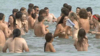 This has surely been posted here before - Naked in public beach 18+