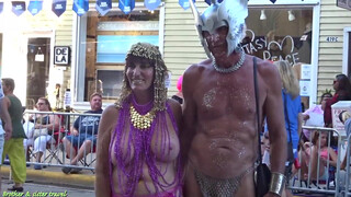 7. FANTASY FEST 2019 painted boobs and see through dress in Duval street Key West