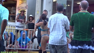 9. FANTASY FEST 2019 painted boobs and see through dress in Duval street Key West
