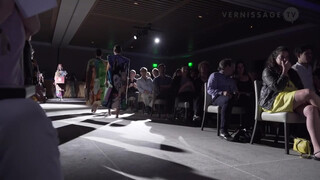 Completely naked model at a fashion show