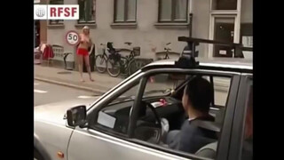 8. Believe it or not: Topless Girls help Traffic Police with Speed Control in Denmark