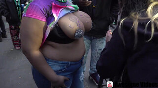 9. Black Tits getting painted on Bourbon Street in front of everybody