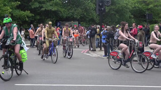 7. Naked unicyclist joins other nude participants on London Naked Bike Ride 2019
