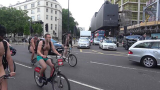 9. Naked unicyclist joins other nude participants on London Naked Bike Ride 2019