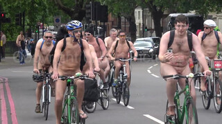 10. Naked unicyclist joins other nude participants on London Naked Bike Ride 2019