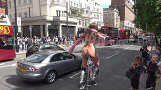 2. Naked unicyclist joins other nude participants on London Naked Bike Ride 2019