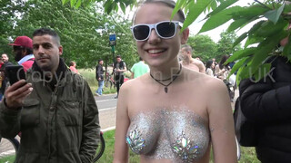 3. Naked unicyclist joins other nude participants on London Naked Bike Ride 2019