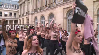 6. Topless FEMEN activists protest violence against women in Paris