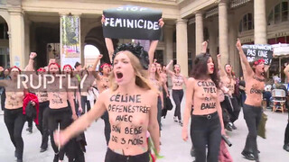 7. Topless FEMEN activists protest violence against women in Paris