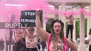 2. Topless FEMEN activists protest violence against women in Paris