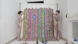 6. Happy Birthday Mel. Stop Motion body painting performance art by Bibby, Kim Krumble and the Rhino