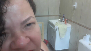 In the Bathroom and Flashes Her Ass and Tits in Mirror (3:27)