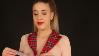 1. Blonde Romanian girl dances dressed as a sexy student showing her nipples